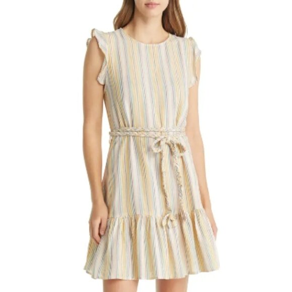 NEW Marine Layer Laney Stripe Tiered Cotton Minidress - Picture 1 of 6